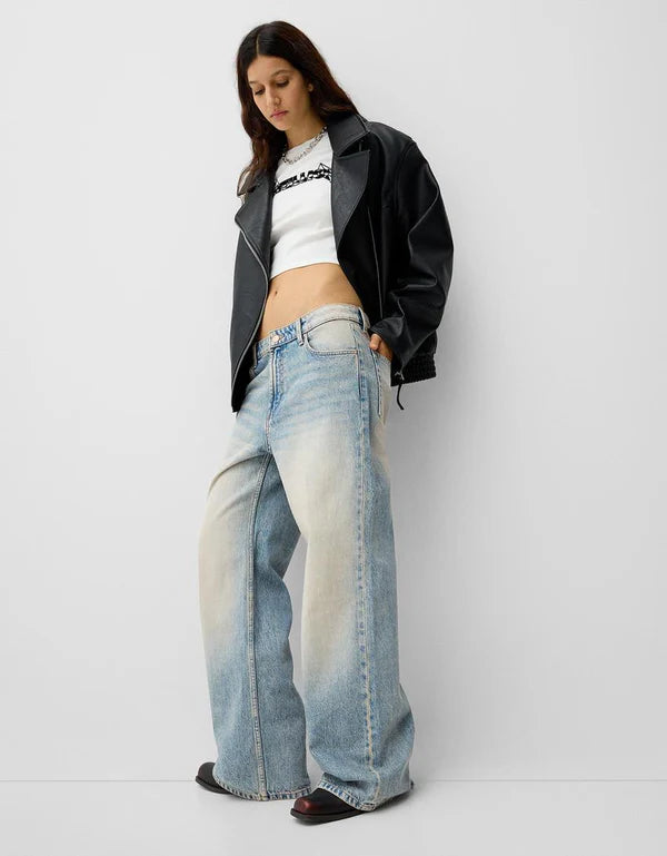The Catty Vintage Unisex Baggy Jeans (Light Grey)