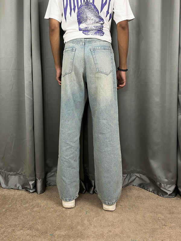 The Catty Vintage Unisex Baggy Jeans (Light Grey)