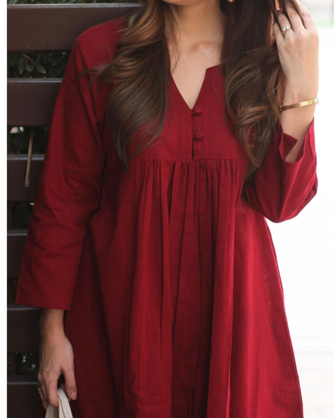 Elegant Maroon A-Line Kurta with Matching Pants – Cotton Comfort Wear