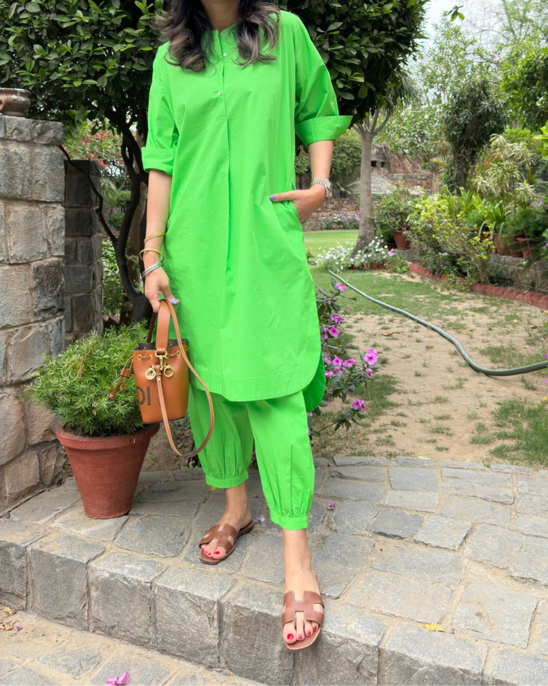 Neon Green Cotton Coord Set