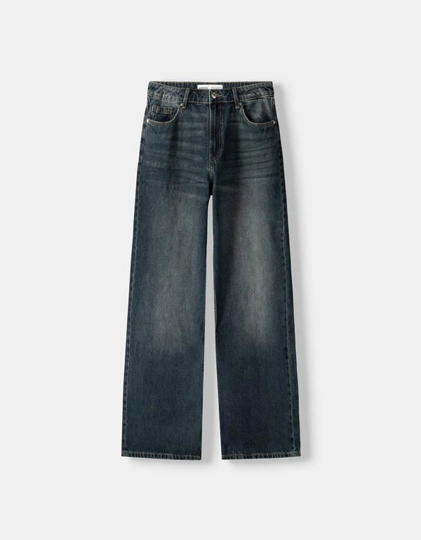 Unisex Highwaist Green vintage wide-leg Baggy jeans