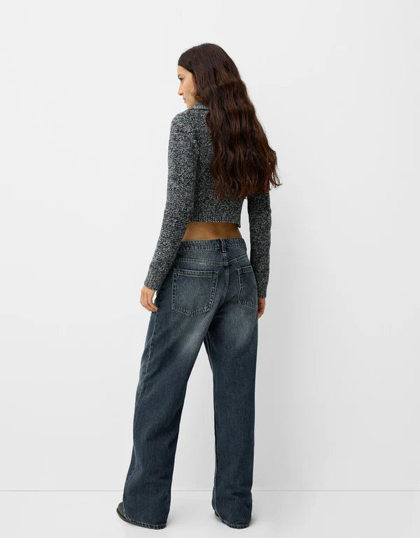 Unisex Highwaist Green vintage wide-leg Baggy jeans