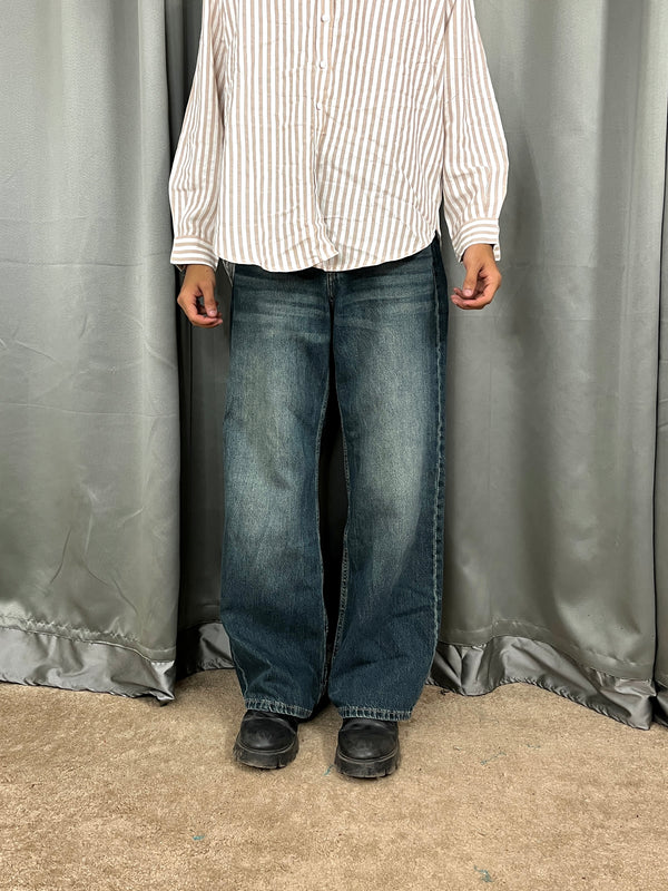 Unisex Highwaist Green vintage wide-leg Baggy jeans