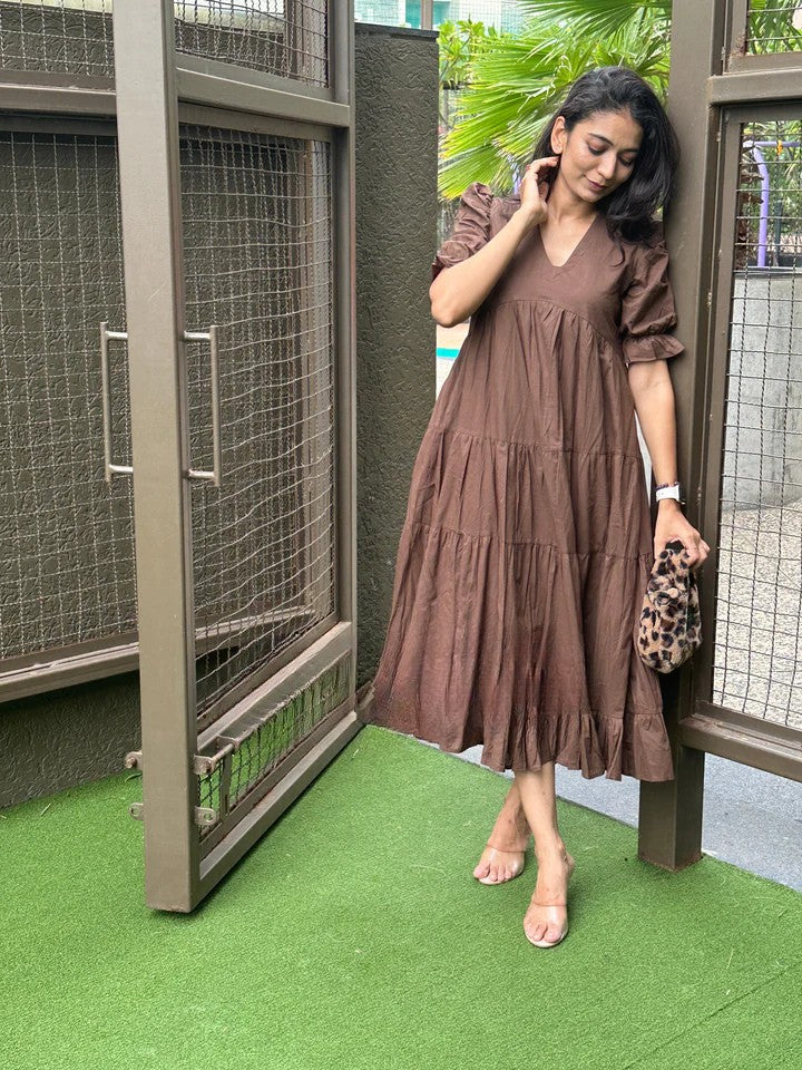 Chocolate MIDI Fairytale Dress with Lining