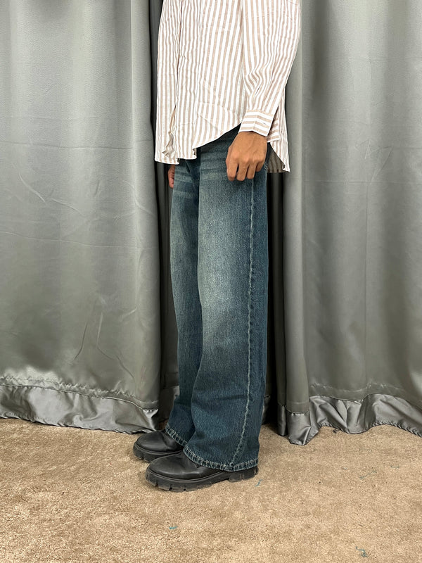 Unisex Highwaist Green vintage wide-leg Baggy jeans