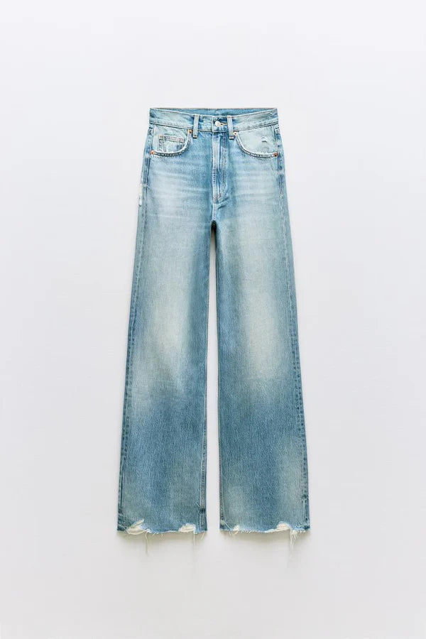 2026 Highwaist Ripped straight fit jeans
