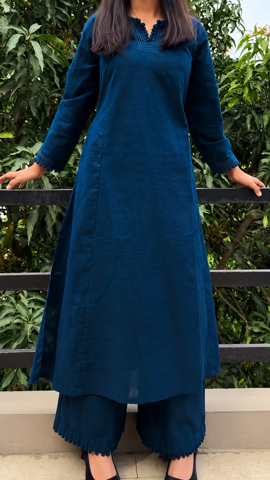 Festive Ready Teal Blue Kurta Palazzo Co-Ord Set