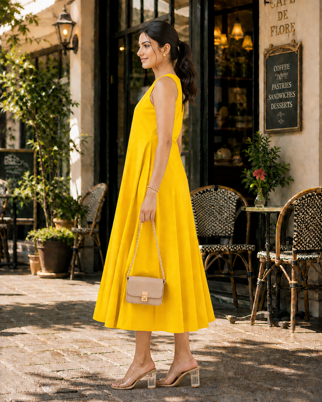 navy blue dress for baby girl Wedtrend Women Lemon Yellow Midi Dress Bridesmaid Dress A Line Square Neck Keyhole Pleated Wedding Party Dress, Lemon Yellow / US26W