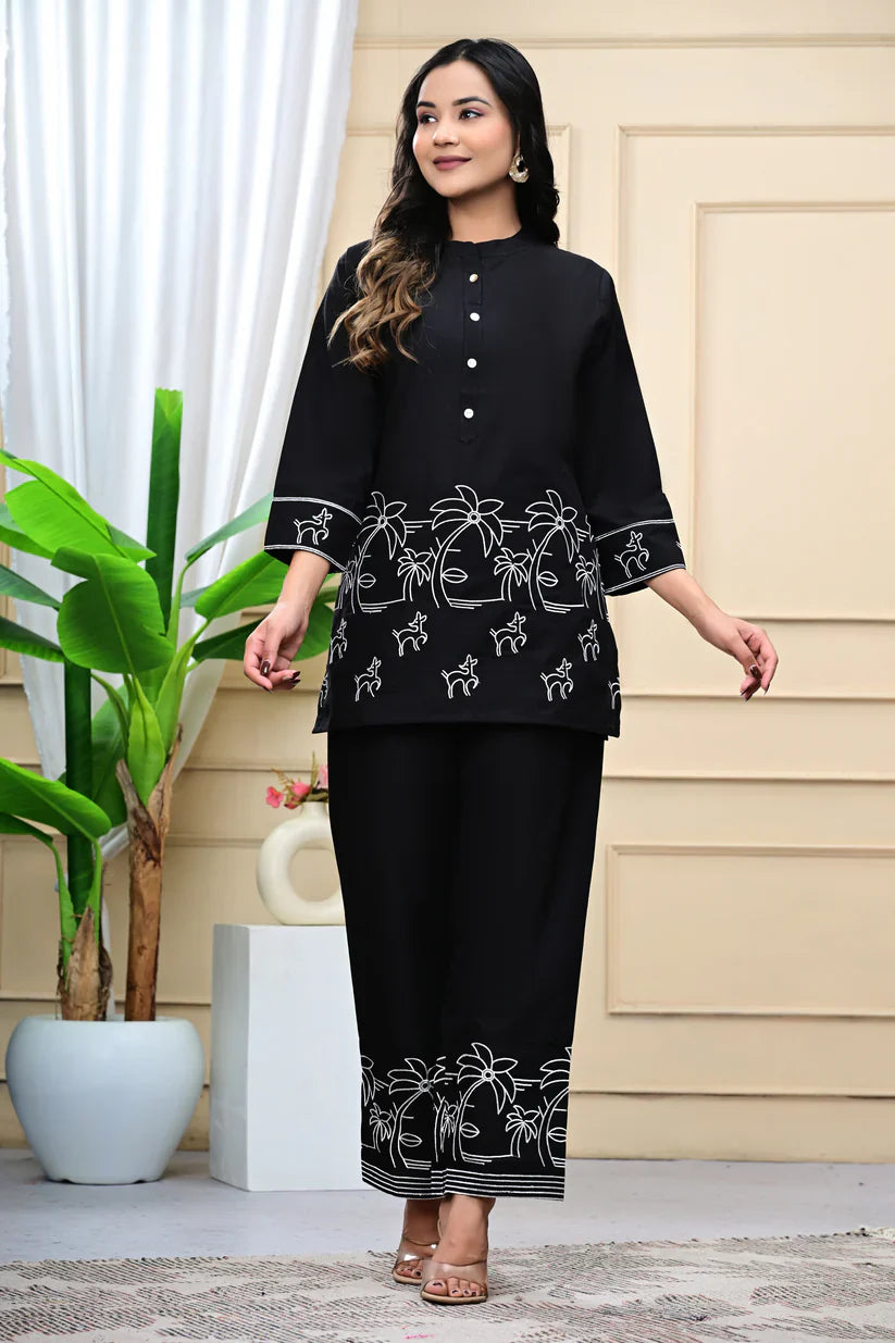 New Printed Kurta Pant Set Blue