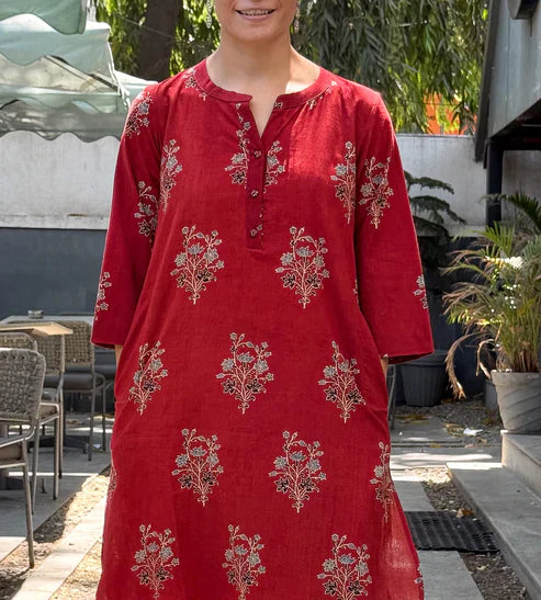 Cotton Handblock Printed Natural Dyed Ajrakh Co-ord Set.