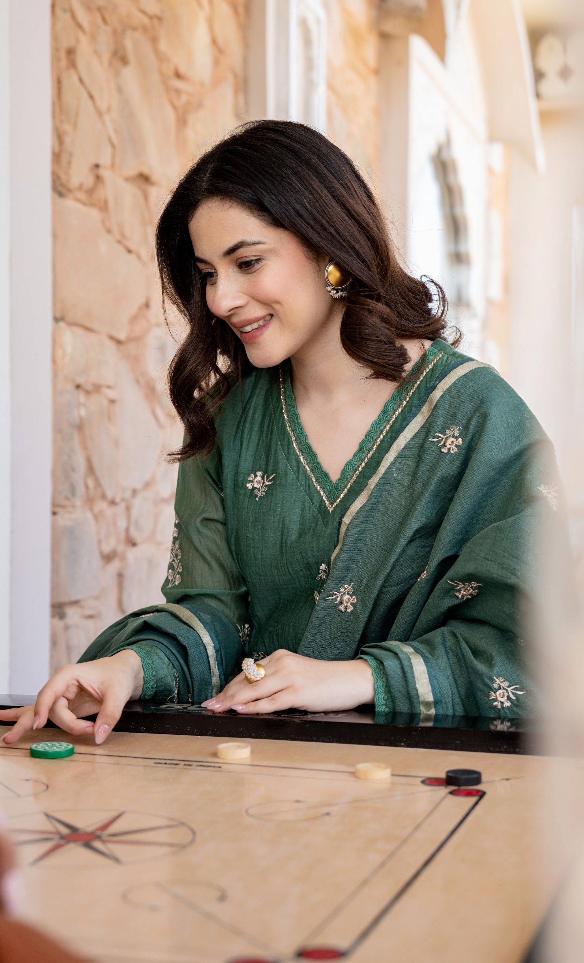 Elegant Green Embroidered Anarkali Kurta Set with Dupatta for Women