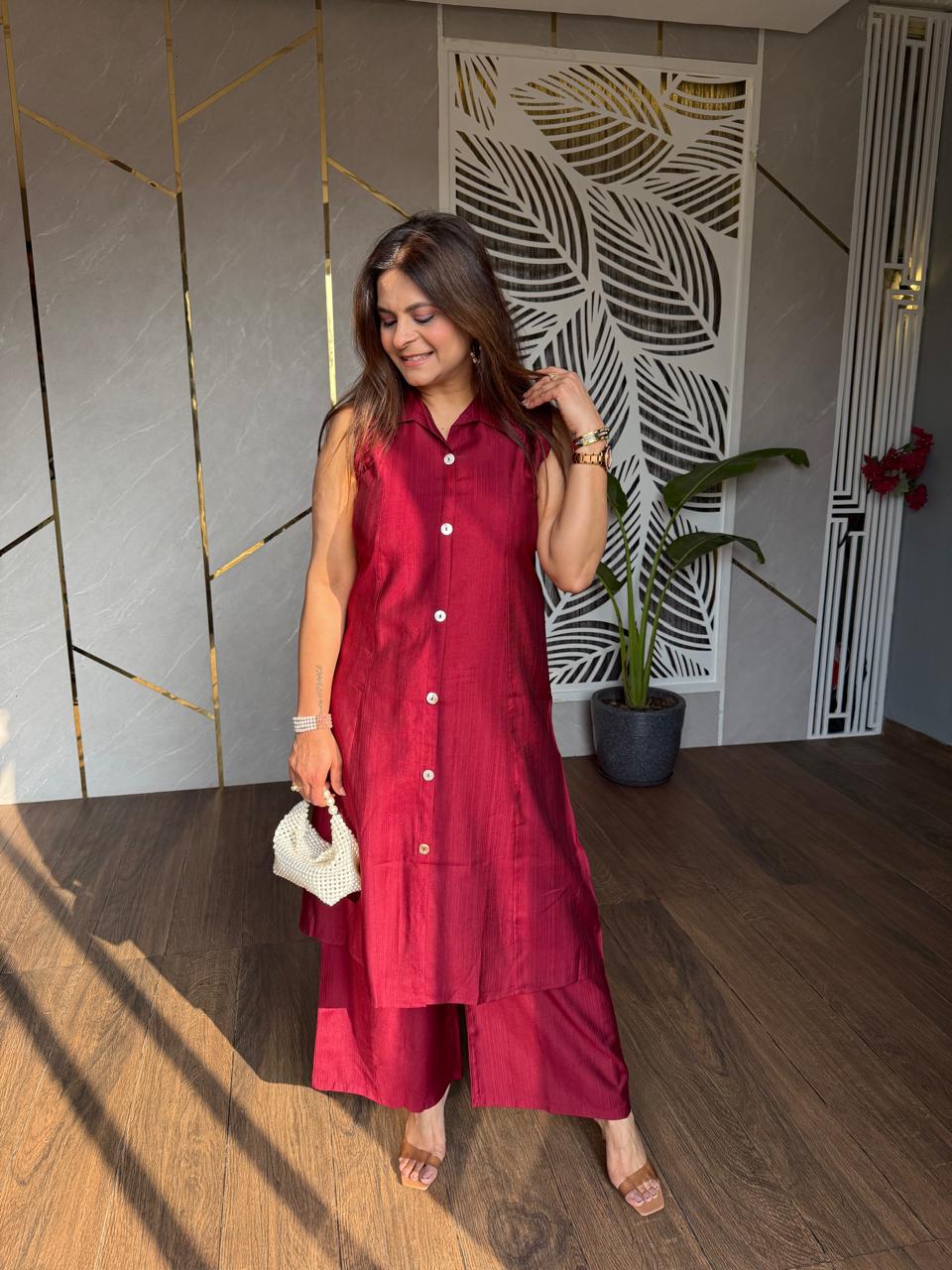 DAILY WEAR MAROON COTTON CO-ORDS