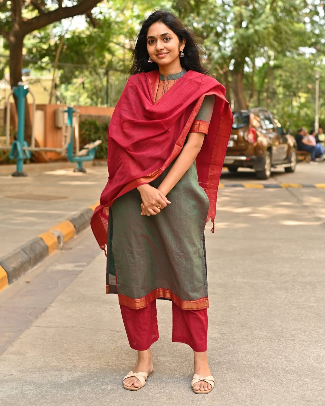 Improbable Kanchi Cotton Suit Set With Jaquard Dupatta