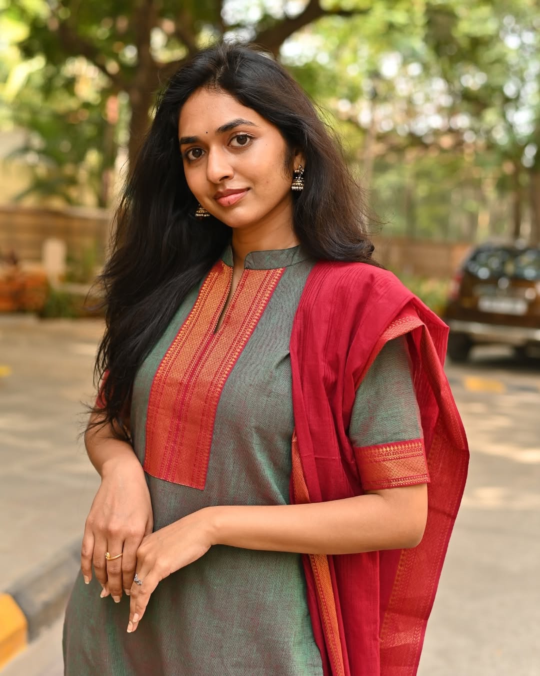 Improbable Kanchi Cotton Suit Set With Jaquard Dupatta