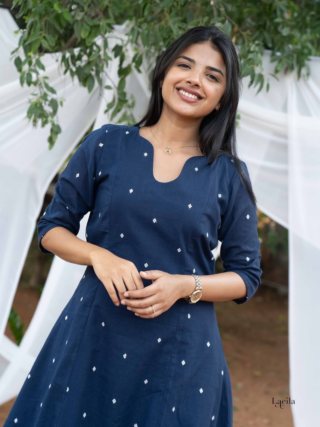 Elegant Navy Blue Embroidered Flared Kurta Pant Set for Women