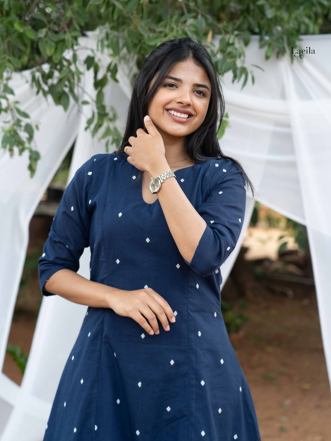 Elegant Navy Blue Embroidered Flared Kurta Pant Set for Women