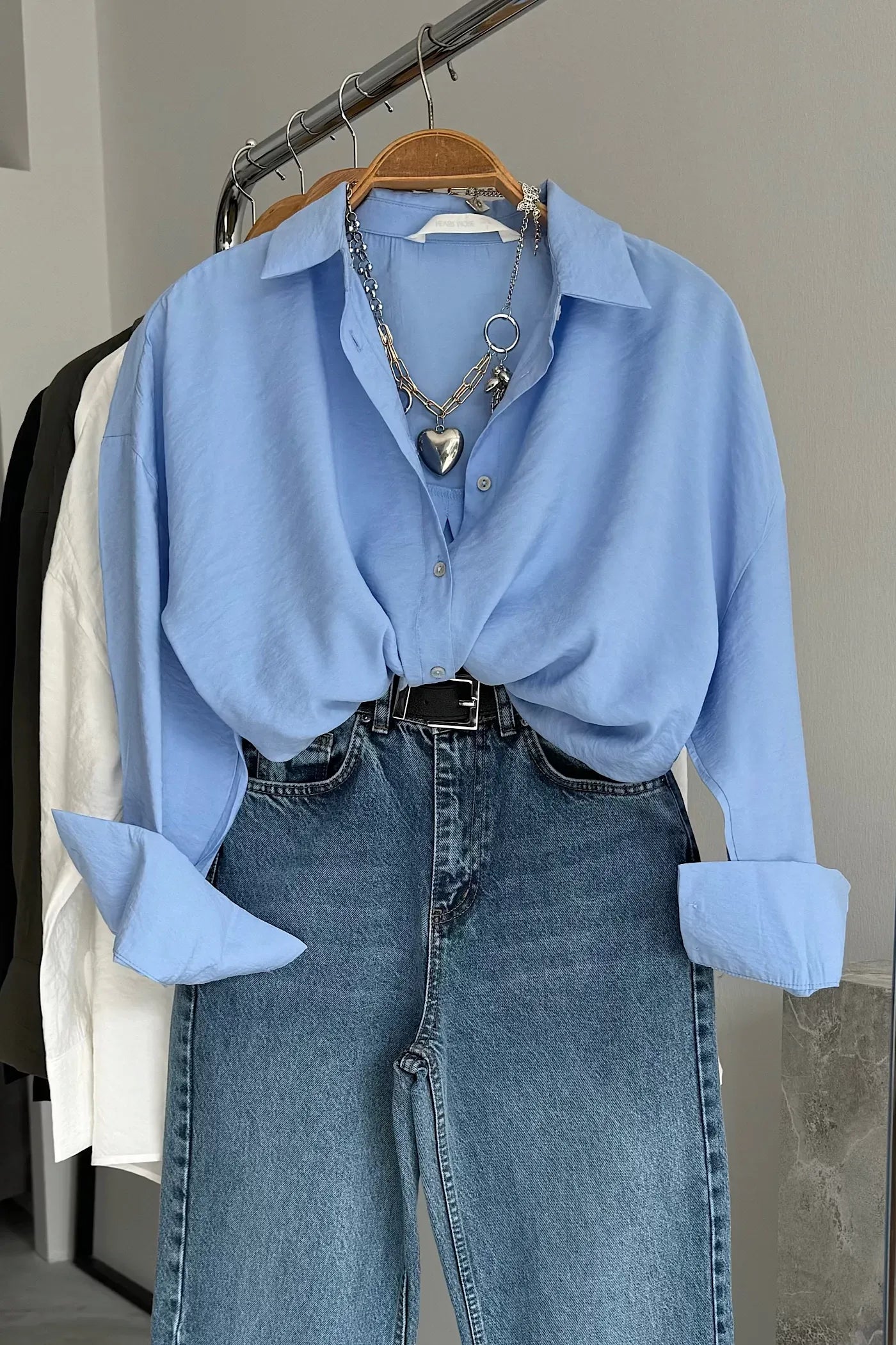 Oversized Modal Shirt Blue