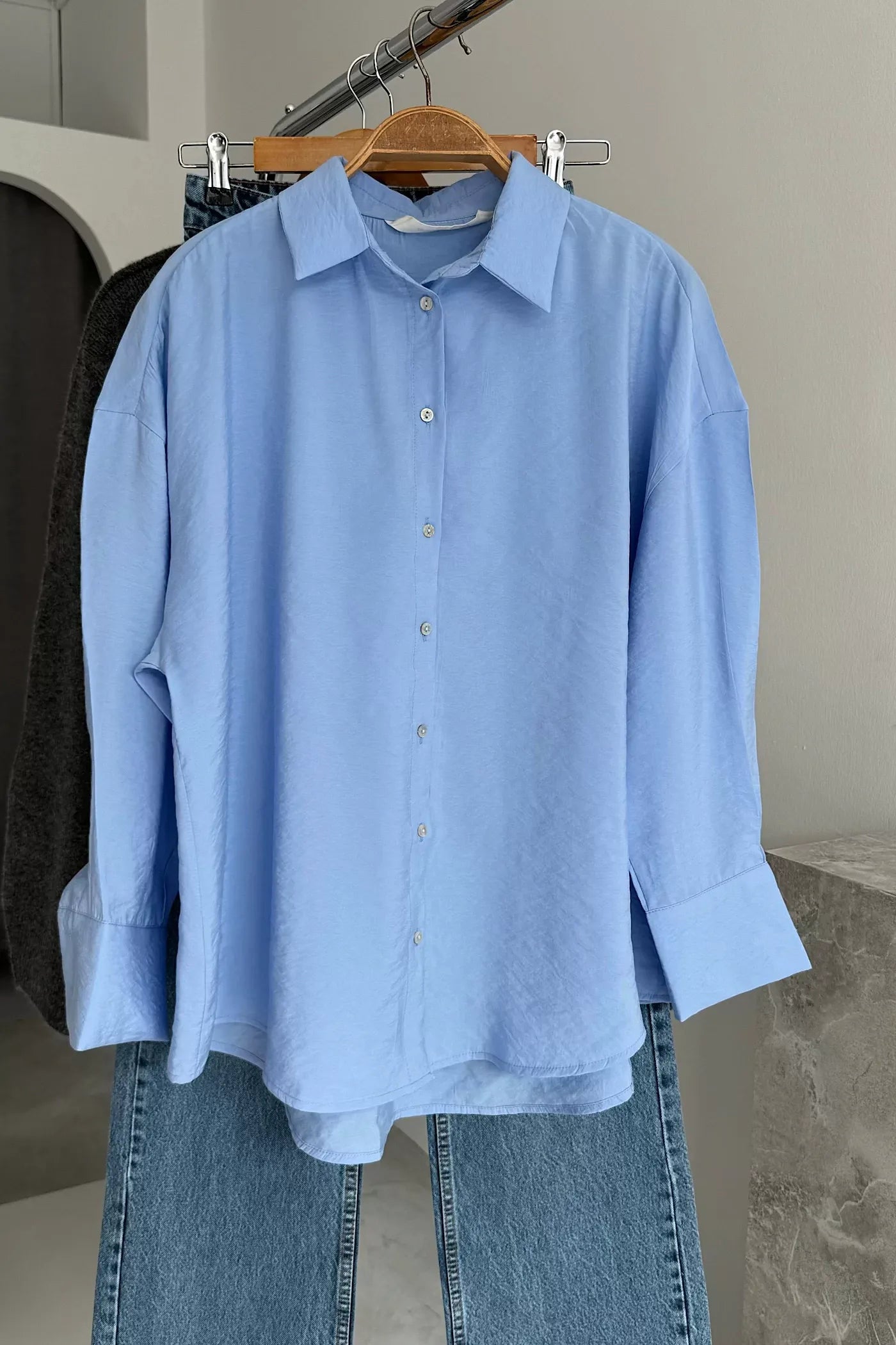 Oversized Modal Shirt Blue