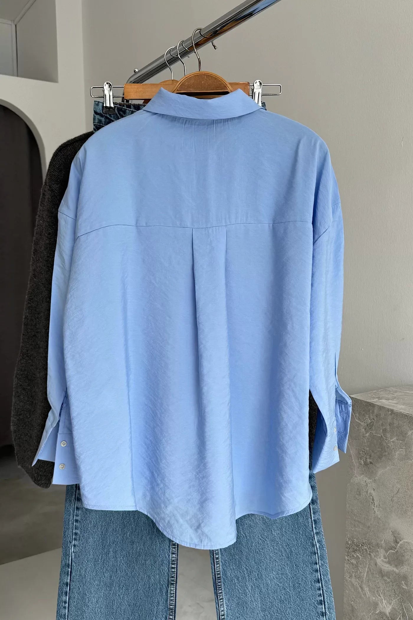 Oversized Modal Shirt Blue