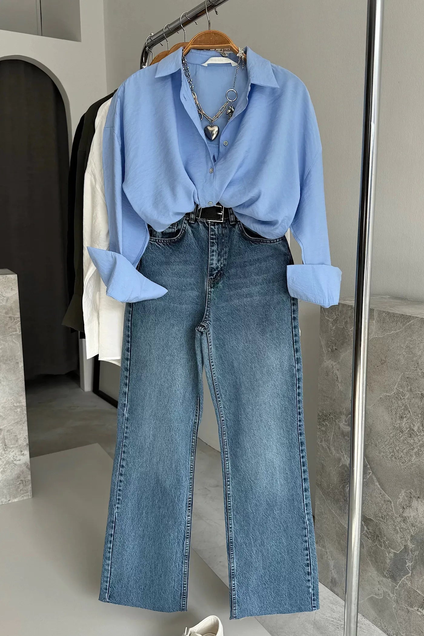 Oversized Modal Shirt Blue
