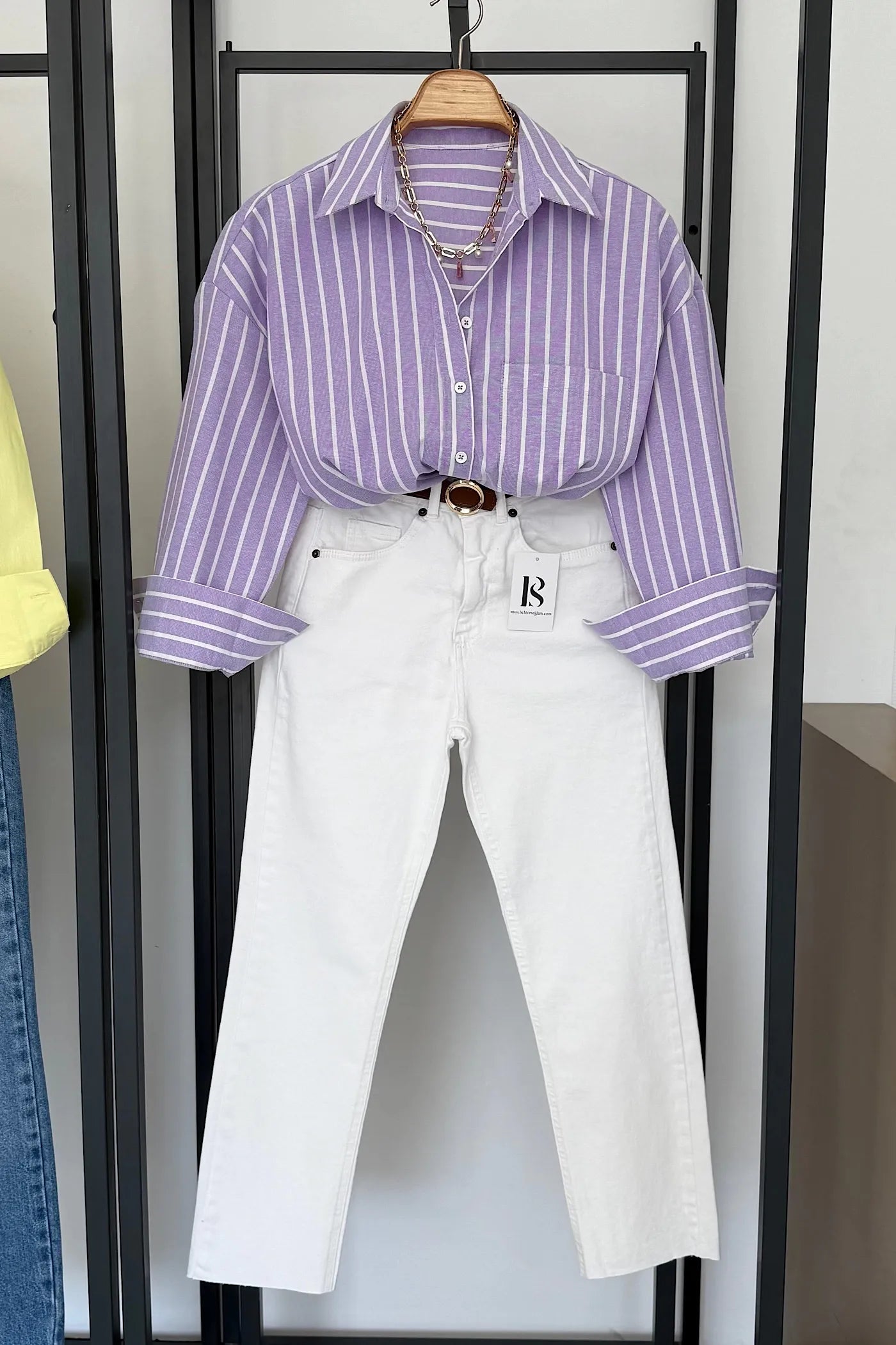 Premium Striped Shirt Violet