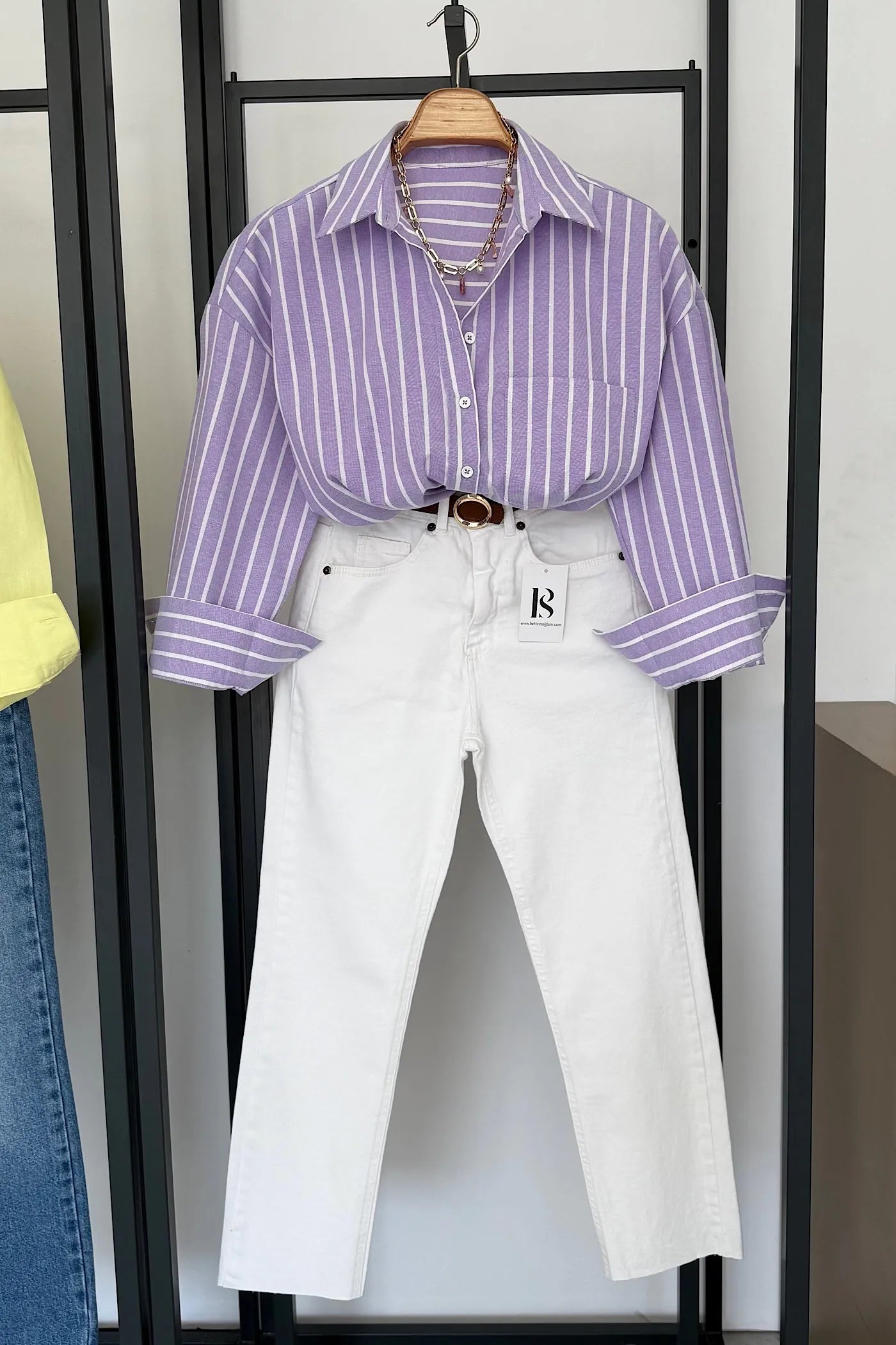 Premium Striped Shirt Violet