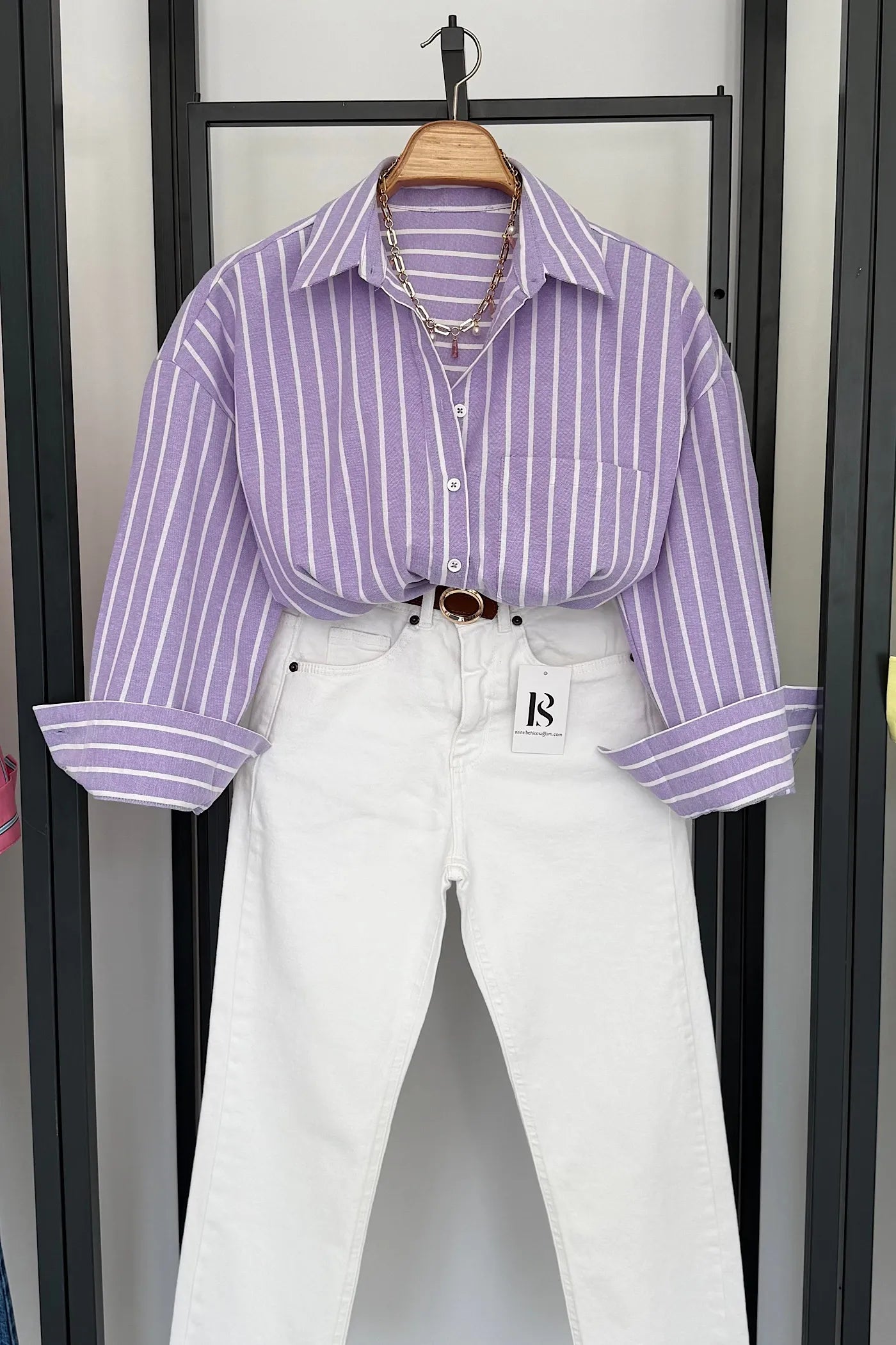 Premium Striped Shirt Violet