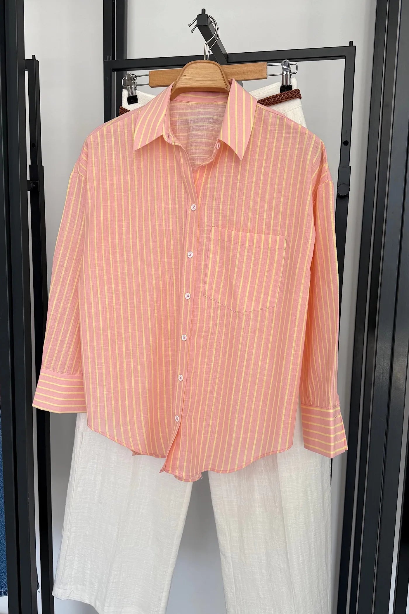 Premium Striped Shirt Orange