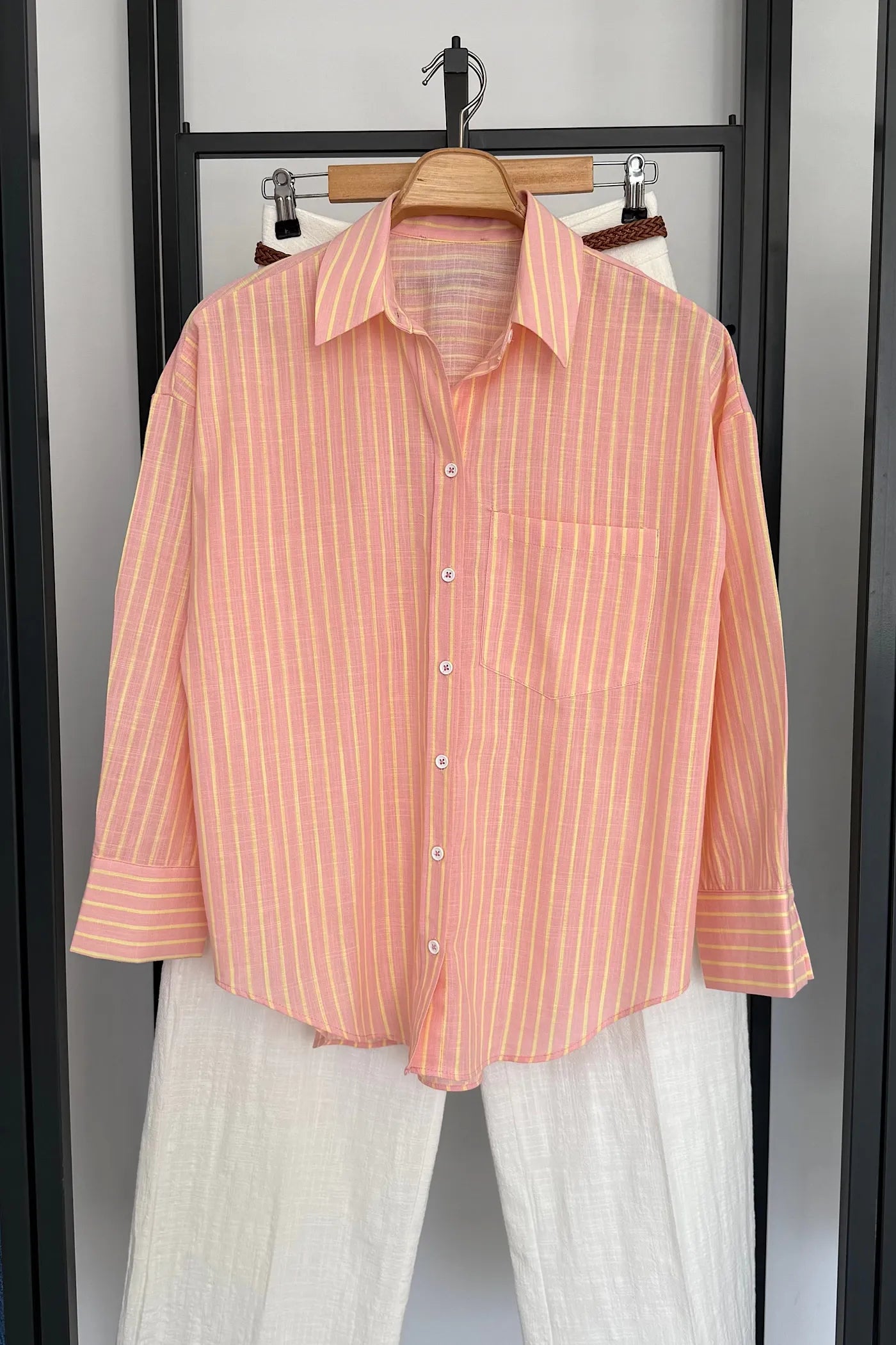 Premium Striped Shirt Orange