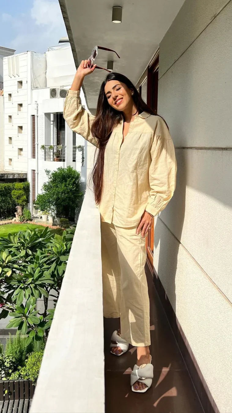 Premium Linen Co-ord Set in Natural Beige